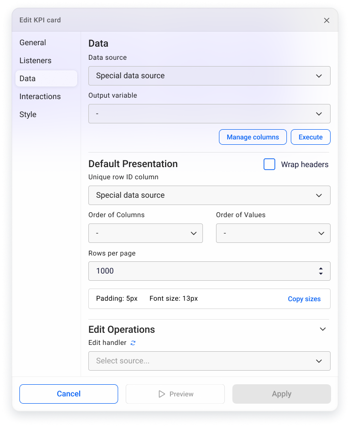Floating portlet configuration panel
