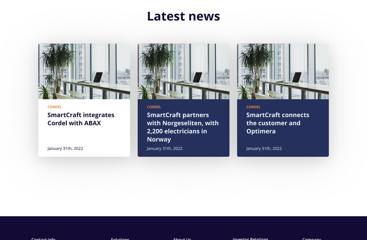 SmartCraft latest news card grid